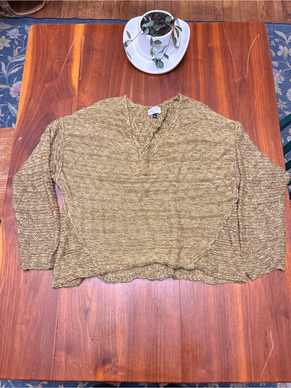 Universal Thread Goods Co Sweater Womens XL Brown Gold V Neck Textured Knit